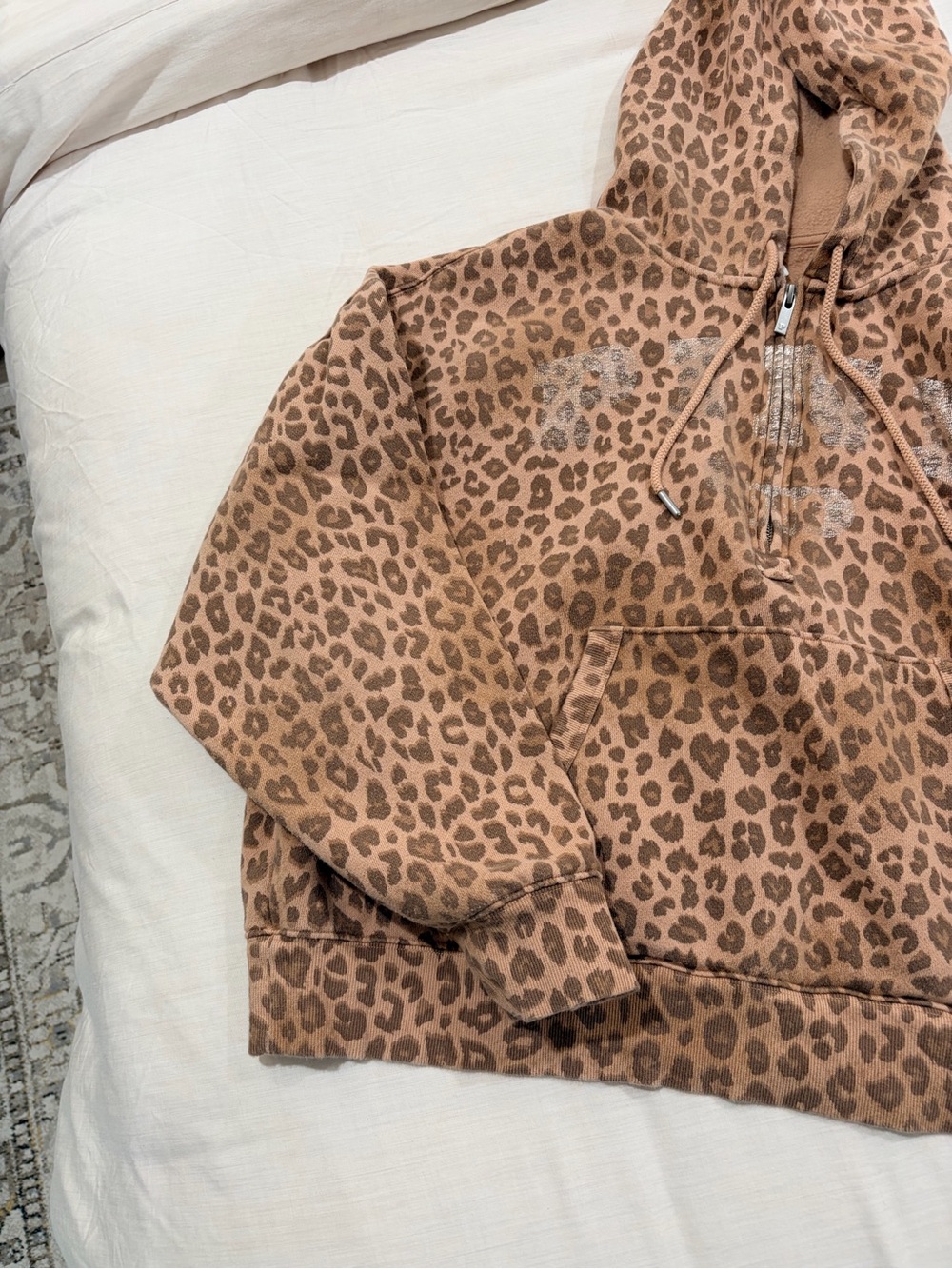 PINK Victoria Secret Cheetah Quarter Zip Hoodie - Picture 4 of 9